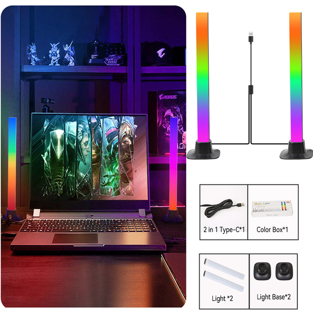 RGB Smart LED Light Bar App Control Pickup Lamp Music Rhythm Atmosphere Lighting for Computer Gaming Desktop Decor Colorful Lamp. 
