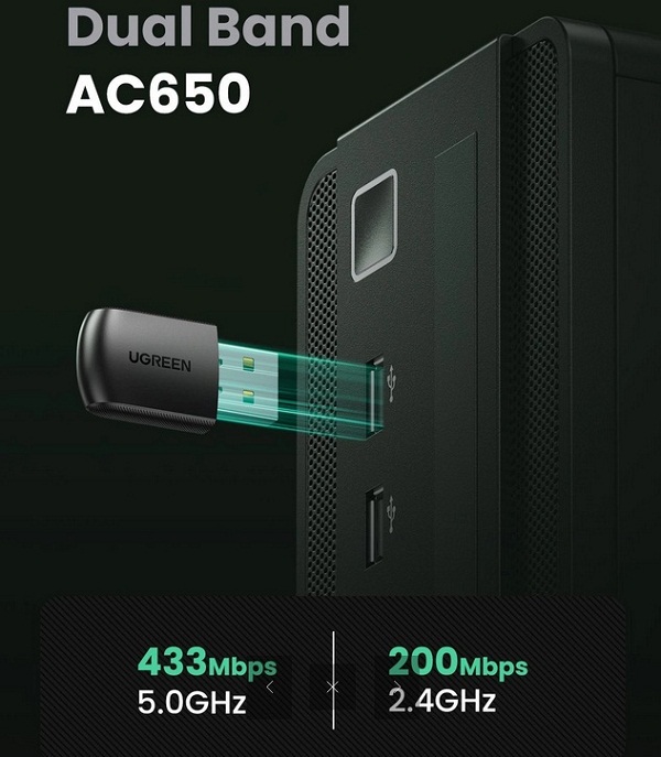 U GREEN Wifi Adapter 650Mbps 5Ghz and 2.4GHz Dual Band USB WiFi Adapter 20204. 