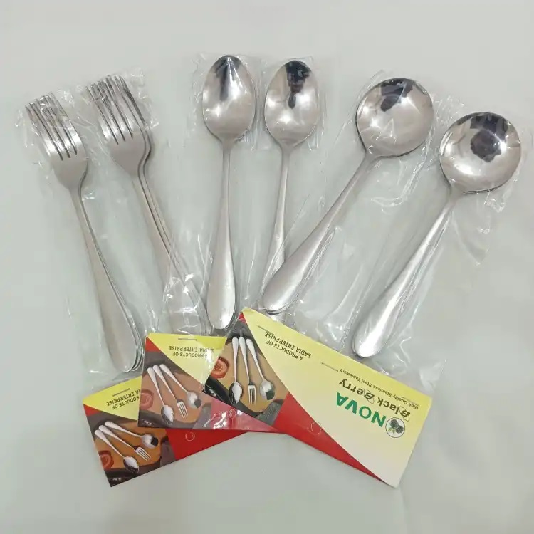 18 pcs or any 6 pcs {that you will order} stainless steel spoon set 6 pcs tea 6 pcs fork and 6 pcs sup spoon 12cm long mirror polish silver color spoon set 18 pcs set. 