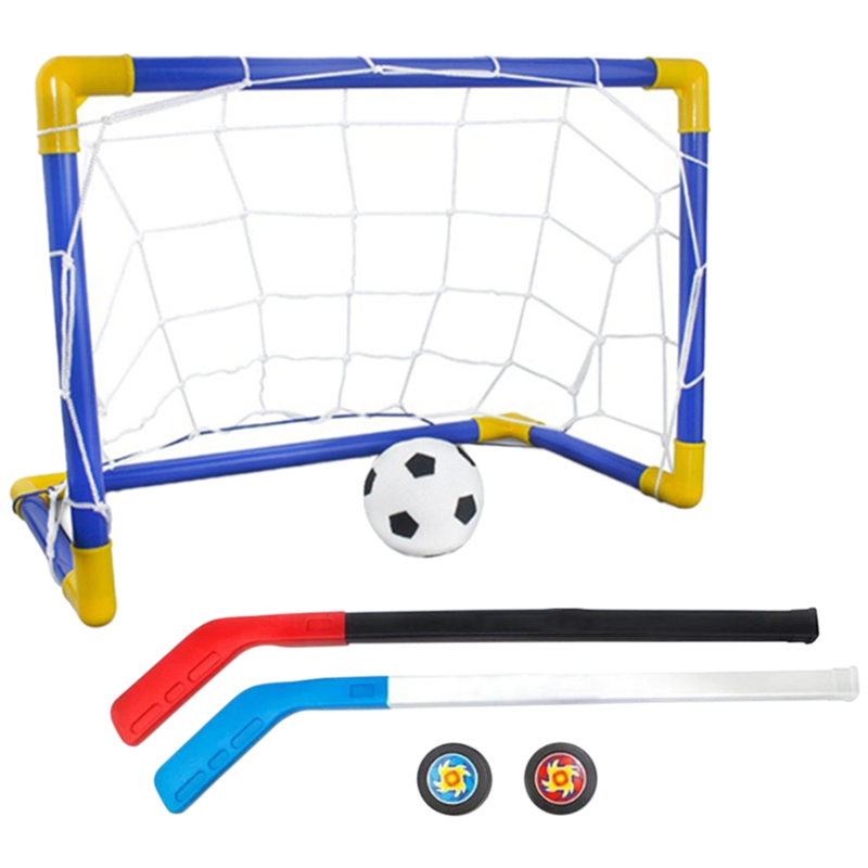 DIY Soccer Net Gate Mini Outdoor Indoor Gate Goal Sports Football Frame Toy Kids Size Set Practice + Ice Hockey Set