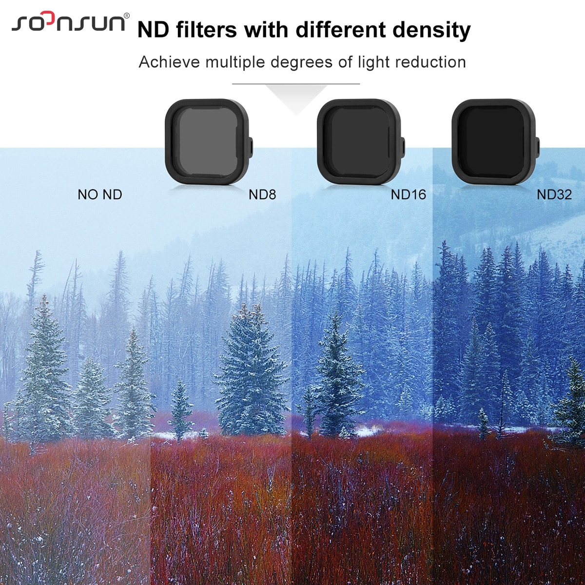 SOONSUN CPL ND8 ND16 ND32 Filter for GoPro Hero 10 9 Black Red   Color Filter Kit Go Pro 9 Nd Filter Camera Lens Accessories. 