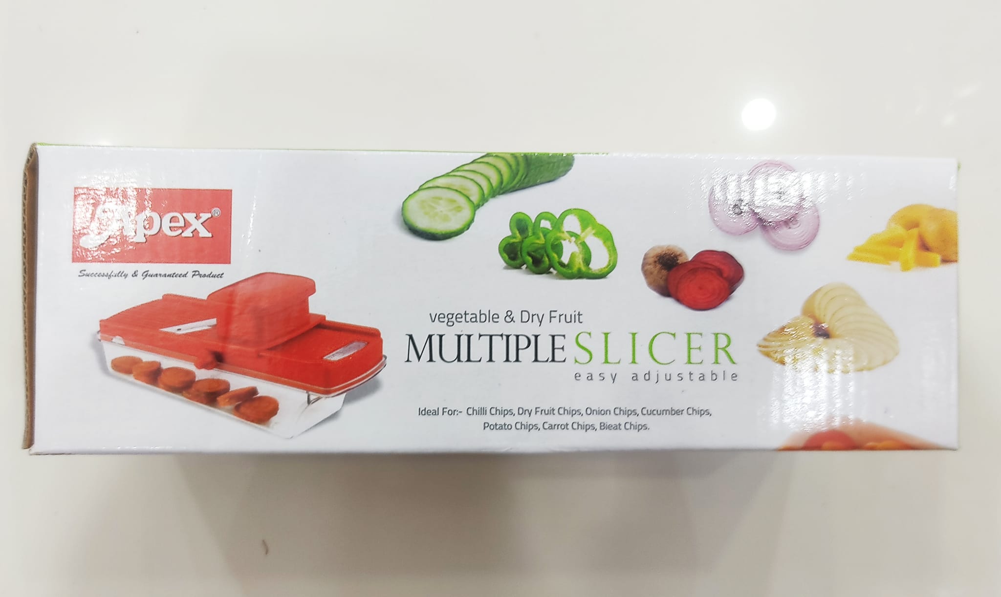 Apex Plastic Multiple Slicer, easy adjustble vegetable & dry fruit cutter-Red. 