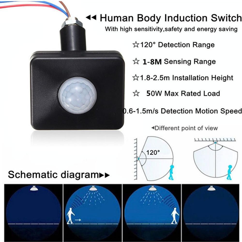 Nax Led Waterproof Pir Human Body Motion Sensor Switch 85-265V. 