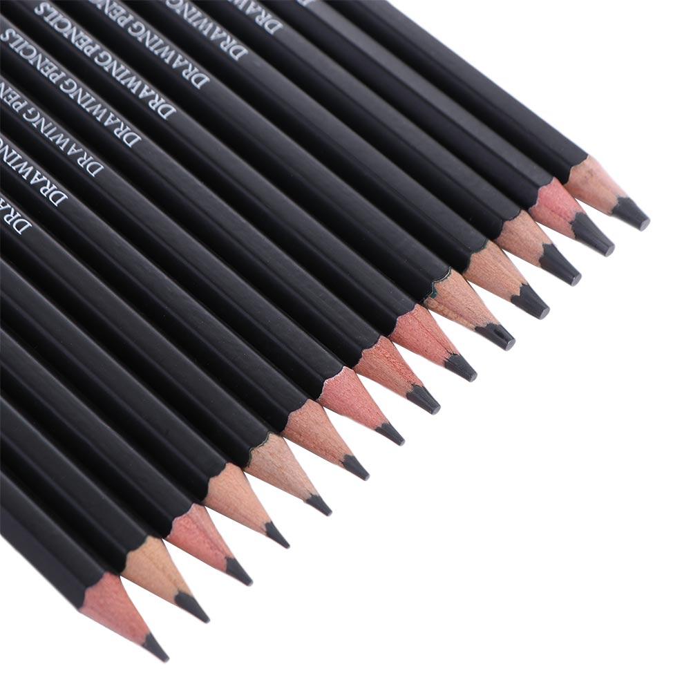 Journal Smooth Writing Sketch Pencil Set HB 2H 4H B 2B 3B 10B 12B 14B Graphite Pencil Wooden Details Highlight Drawing Pencil for Beginners. 