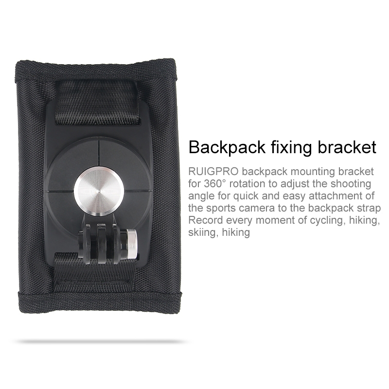 360 Degree Rotating Quick Release Strap Mount Shoulder Backpack Mount for GoPro, Insta360, DJI and Other Action Cameras(Black). 