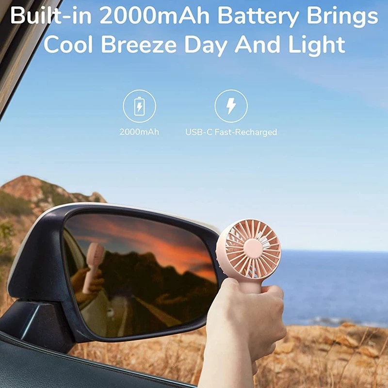Mini Fan Battery Operated Handheld Fan With 2000 Mah Battery Or USB Powered Personal Mini Fan,3 Speeds. 