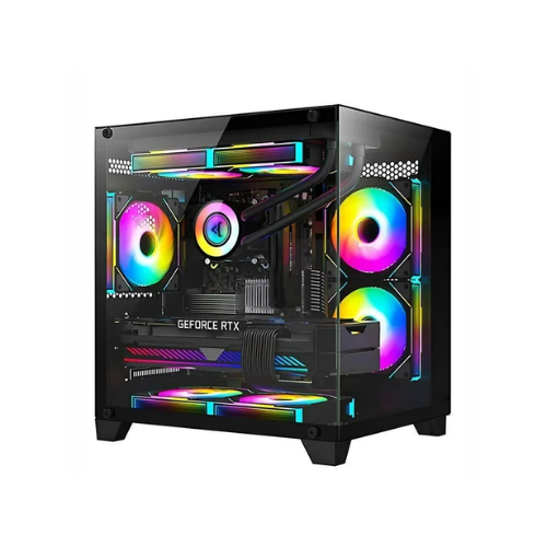 Aptech CS40 With 3 ARGB Fans Desktop Gaming Black Casing. 