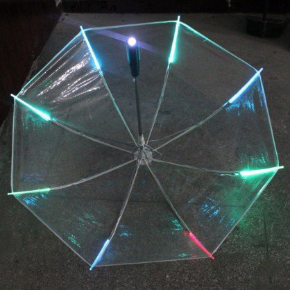 New 8 Rib Light up Blade Runner Style Changing Color LED Umbrella with Flashlight Transparent Handle Straight Umbrella Parasol. 