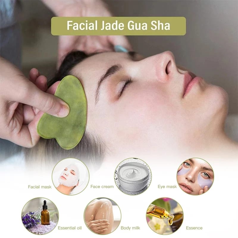 Jade roller and Gua sha set for face. 