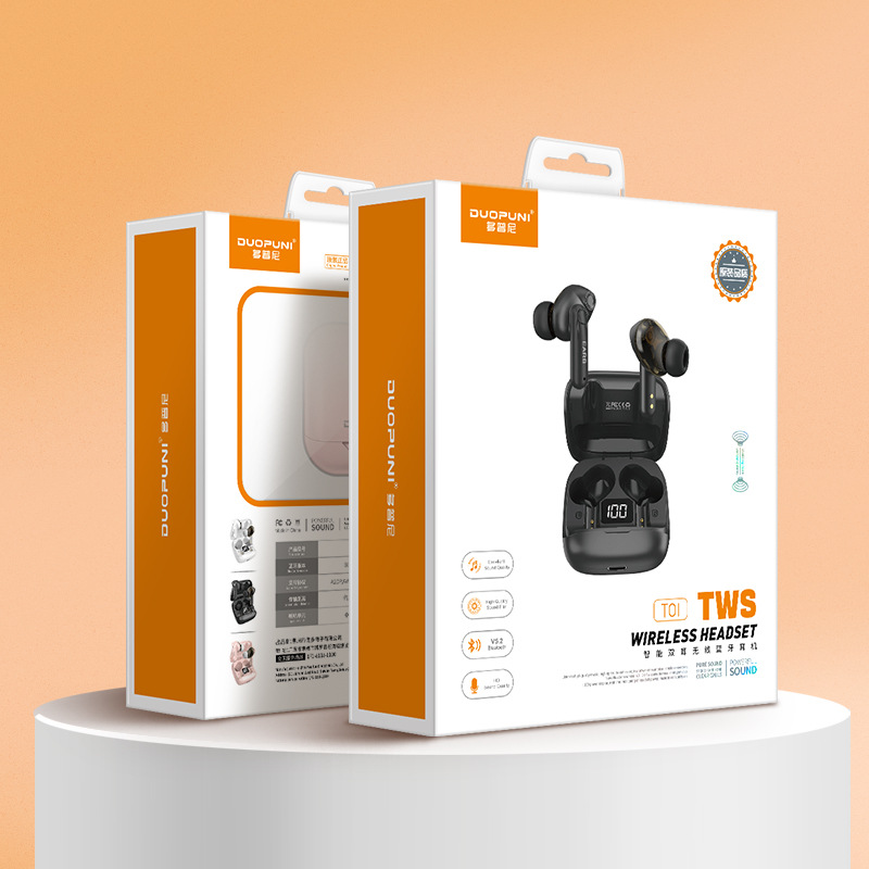 DUOPUNI bluetooth earphone True dual dynamic circle digital display stereo wireless TWS earbuds 5.3 with charging compartment in-ear binaural sports. 