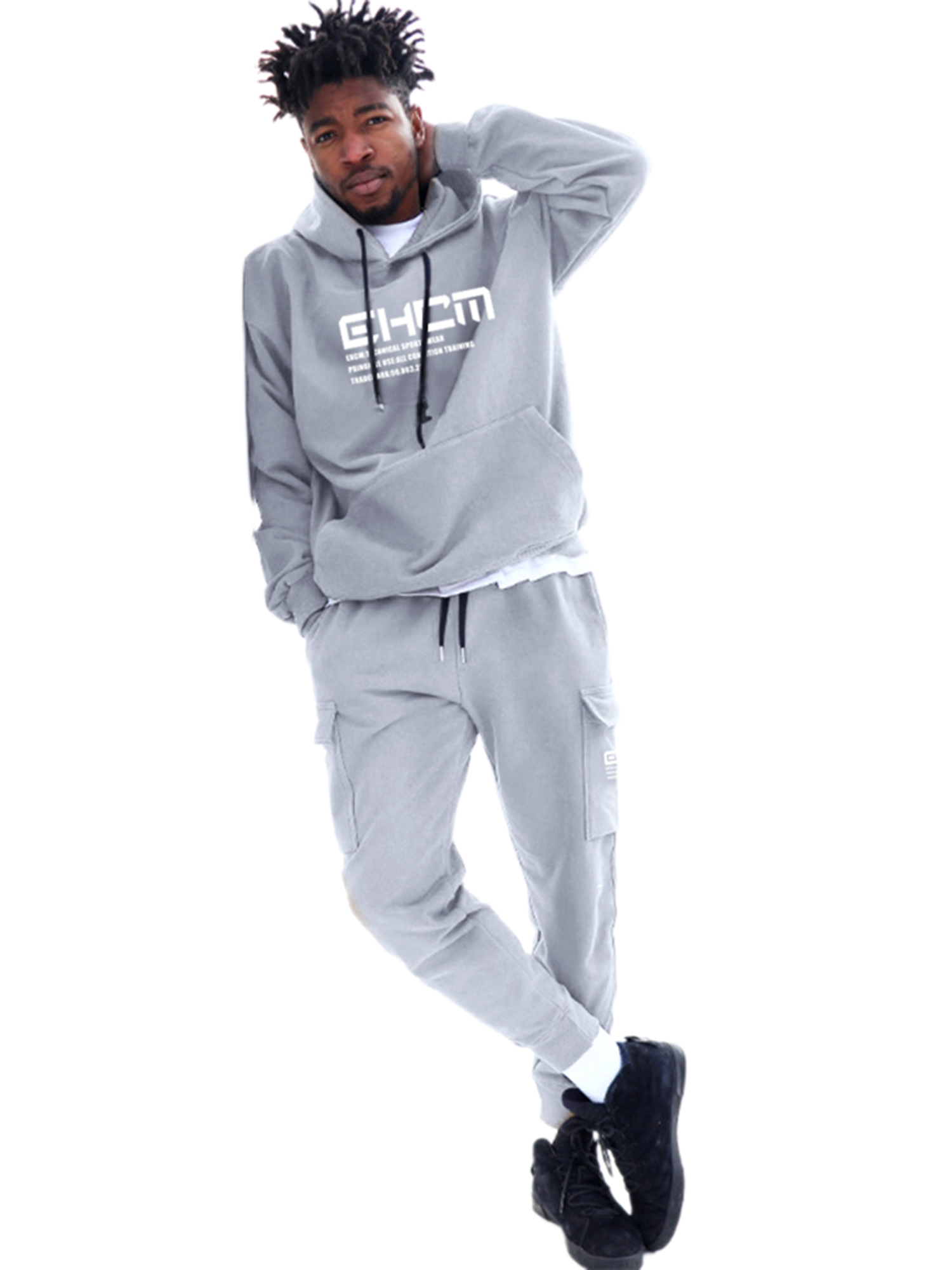 Men' s Letter Print Long Sleeve Hooded 