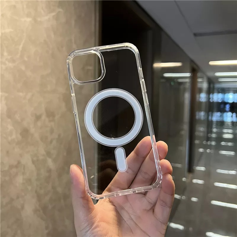 For iPhone 13 Pro Max Magsafe Magnetic Wireless Charging Case Clear Shockproof Soft Silicone Protect Back Cover. 
