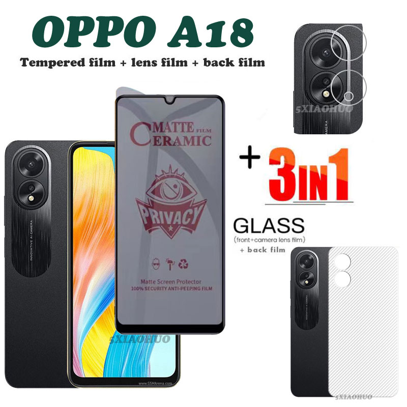 For OPP38 A58 screen protector suitable for 3-in-1 privacy screen for OPPO A18 A A78 Anti-privacy tempered glass suitable for O A98 Lens film