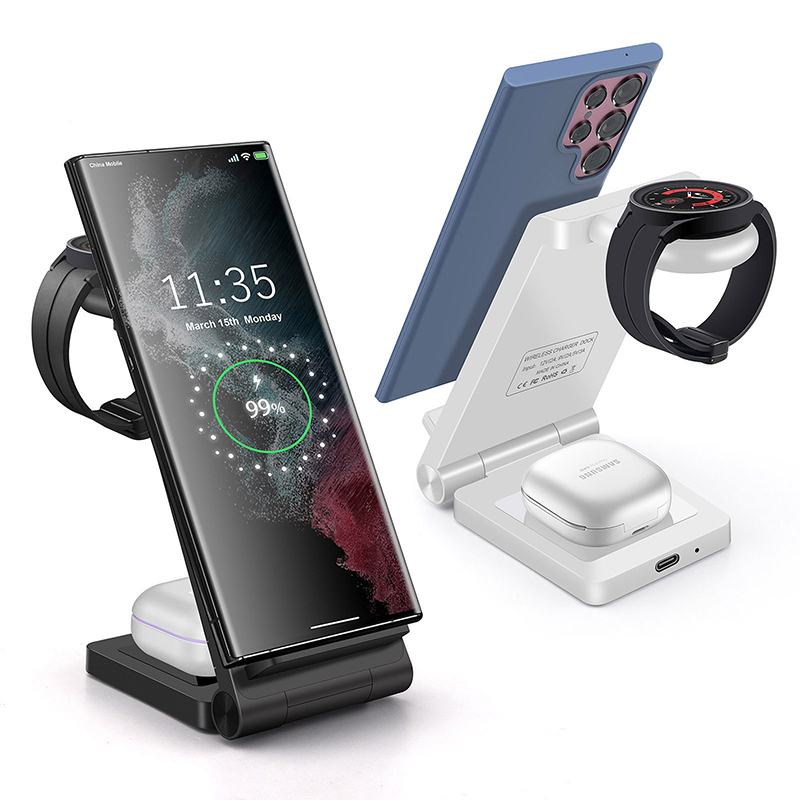 3 In 1 Wireless Charger For Samsung S23 Ultra/S22/S21/S20/Note 20/Z Flip 4/Z Fold 4 Fast Charging Station For Galaxy Watch 5 Pro Hudduo. 