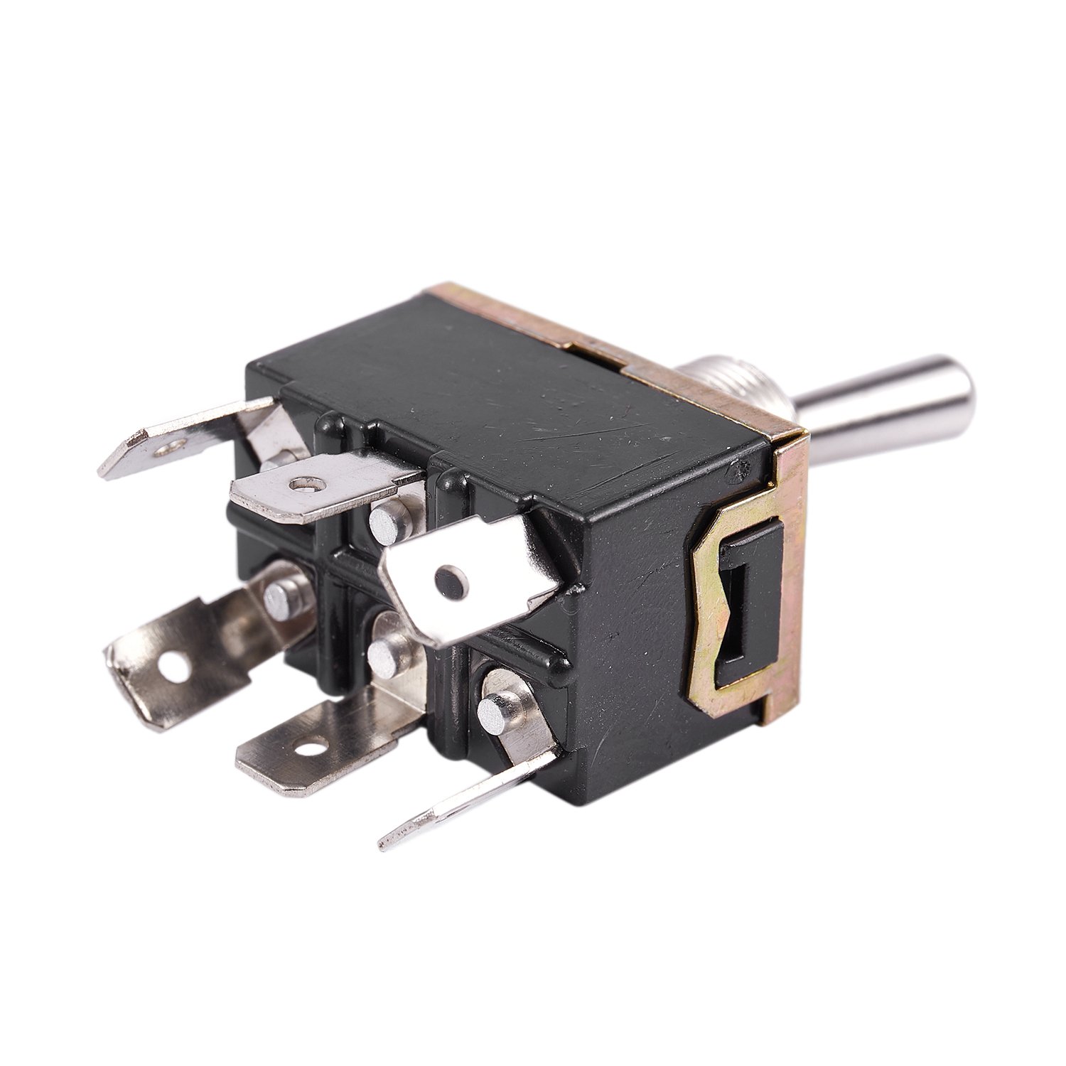 AC 250V/10A 125V/15A DPDT 6 Pins Toggle Switch Black+Silver. 