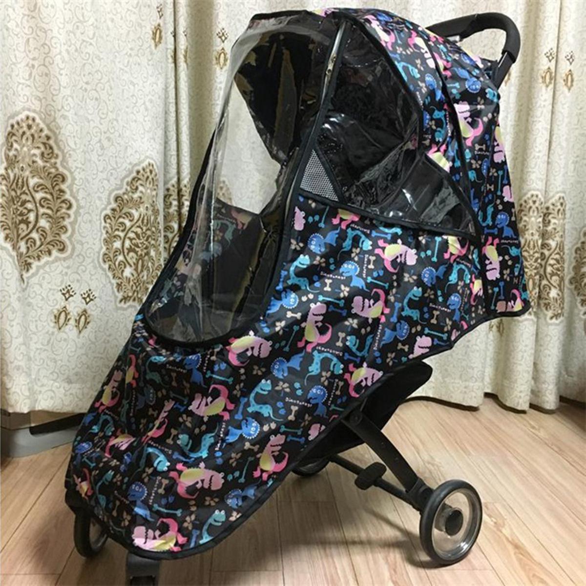 Universal Stroller Rain Cover Waterproof Wind Dust Shield Baby Stroller Pushchair Pram born Stroller Cover-Black