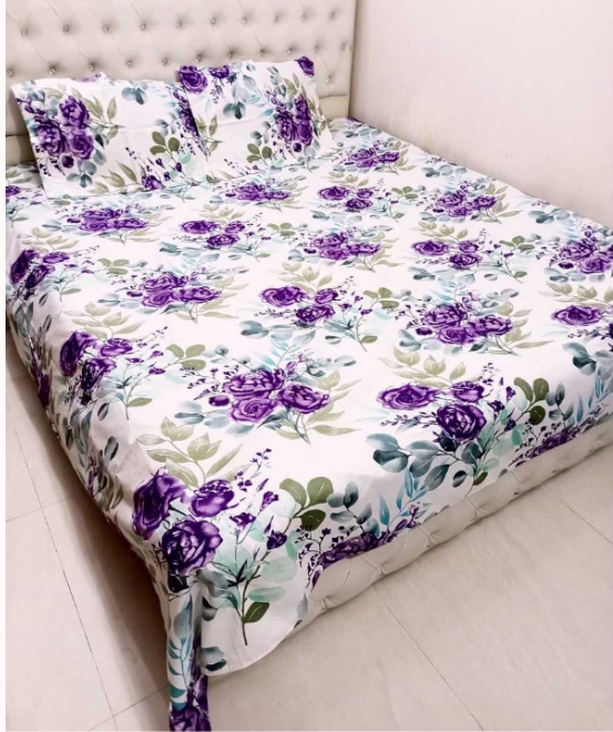 King Size Cotton Bed Sheet Set (7.5x8.5 ft) - Includes Two Pillow Covers (20 to 36 inch) - Flat Type - Thread Count: 400 - Hand and Machine Washable". 