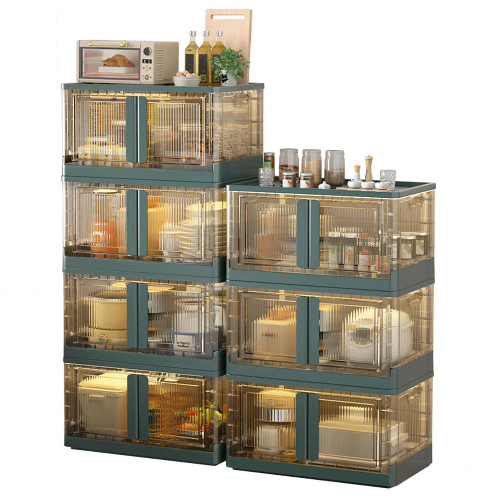 Storage Bins, 2 Opening Modes Folding Storage Cabinet for Kitchen. 