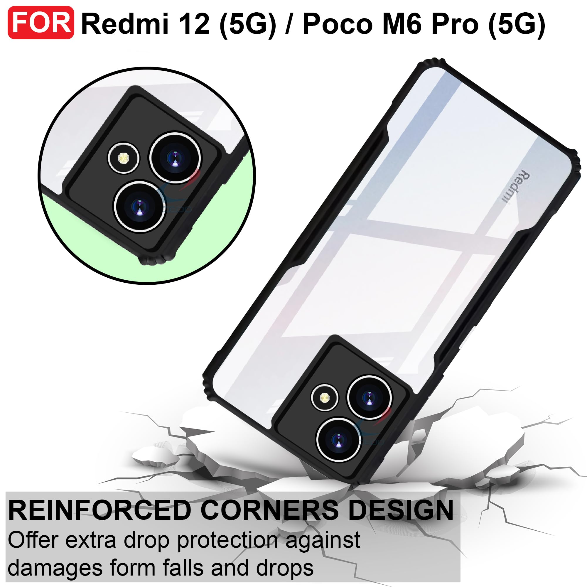 Xiaomi Redmi 12 5G Back Cover Case Xundd Fusion Cover Xiaomi Redmi Note 12 5G China Back Case Clear Transparent Case. 