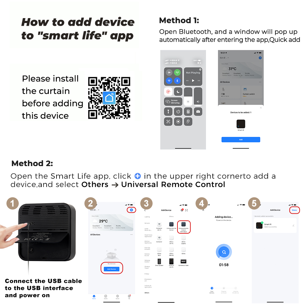 ROVF Tuya Smart Wifi IR Remote Control Universal Temperature Humidity Sensor Work for Alexa Google Home Smart Life. 