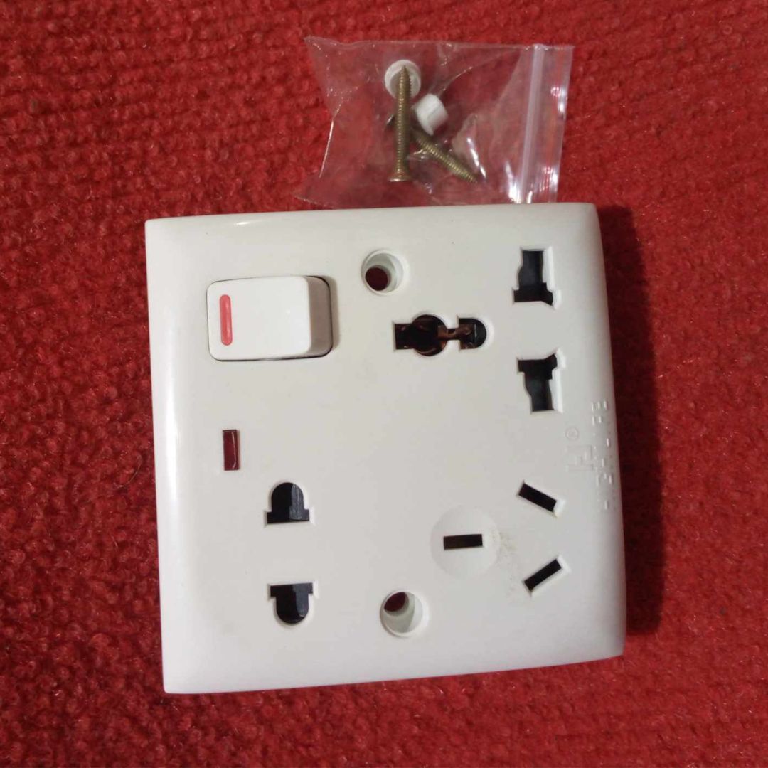 THIN PIN 8 Pin Combined Switch Board Power Switch 3Pin 2Pin Combined Socket 250V 16A 8 Pin Combined Socket  Wall Socket Gang Switch  Socket For IPS UPS Stabilizer Computer. 