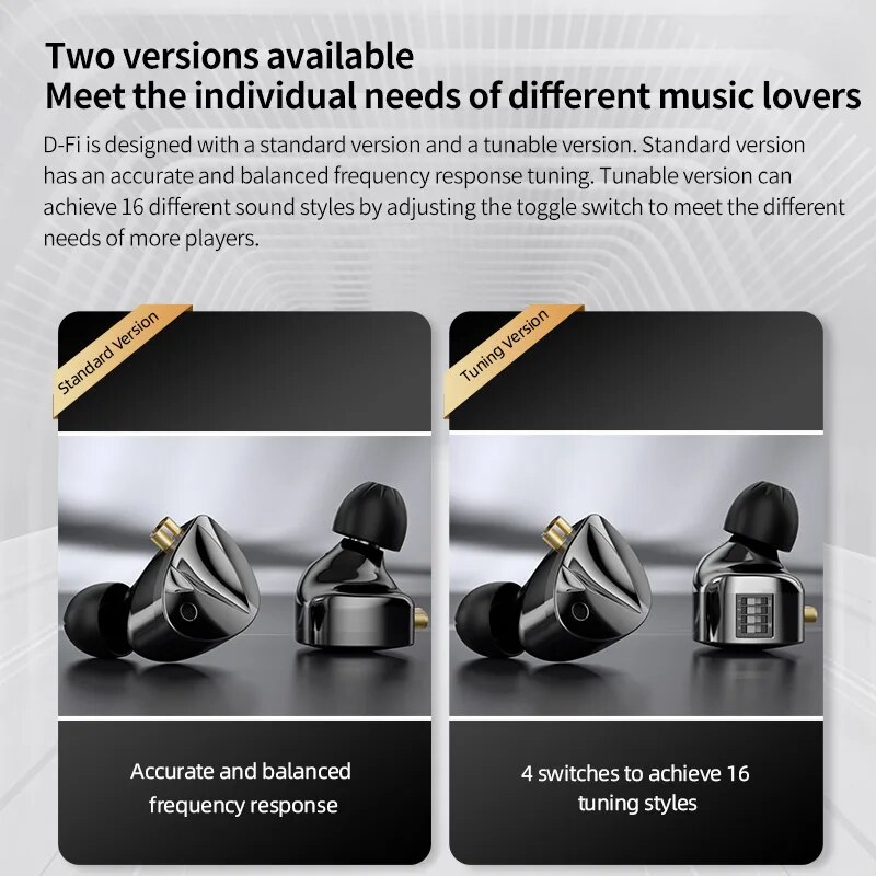 KZ D-Fi 4-Level In Ear Monitor HiFi Earphone customizableTuning Switch Headphone Zobel network circuit design Headset. 