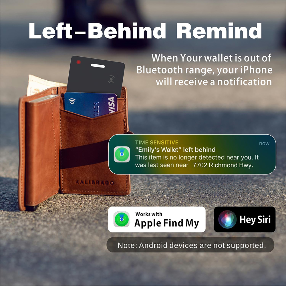 Anti-lost Smart Card Wallet Tracker Card Location Tracking Smart Tag Works with Apple Find My App Slim Item Finder Rechargeable. 