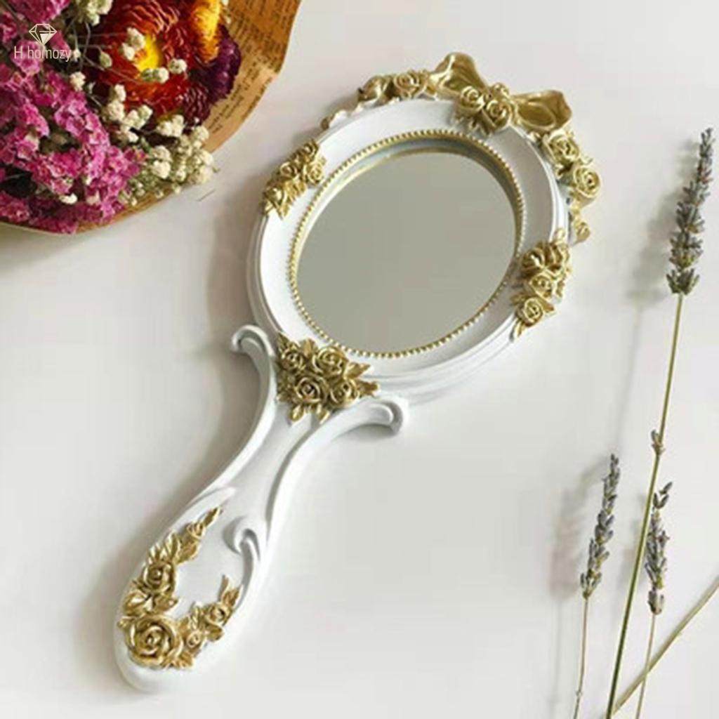 Hand Mirror Vintage Handheld With Handle Vanity Makeup Travel Mirrors