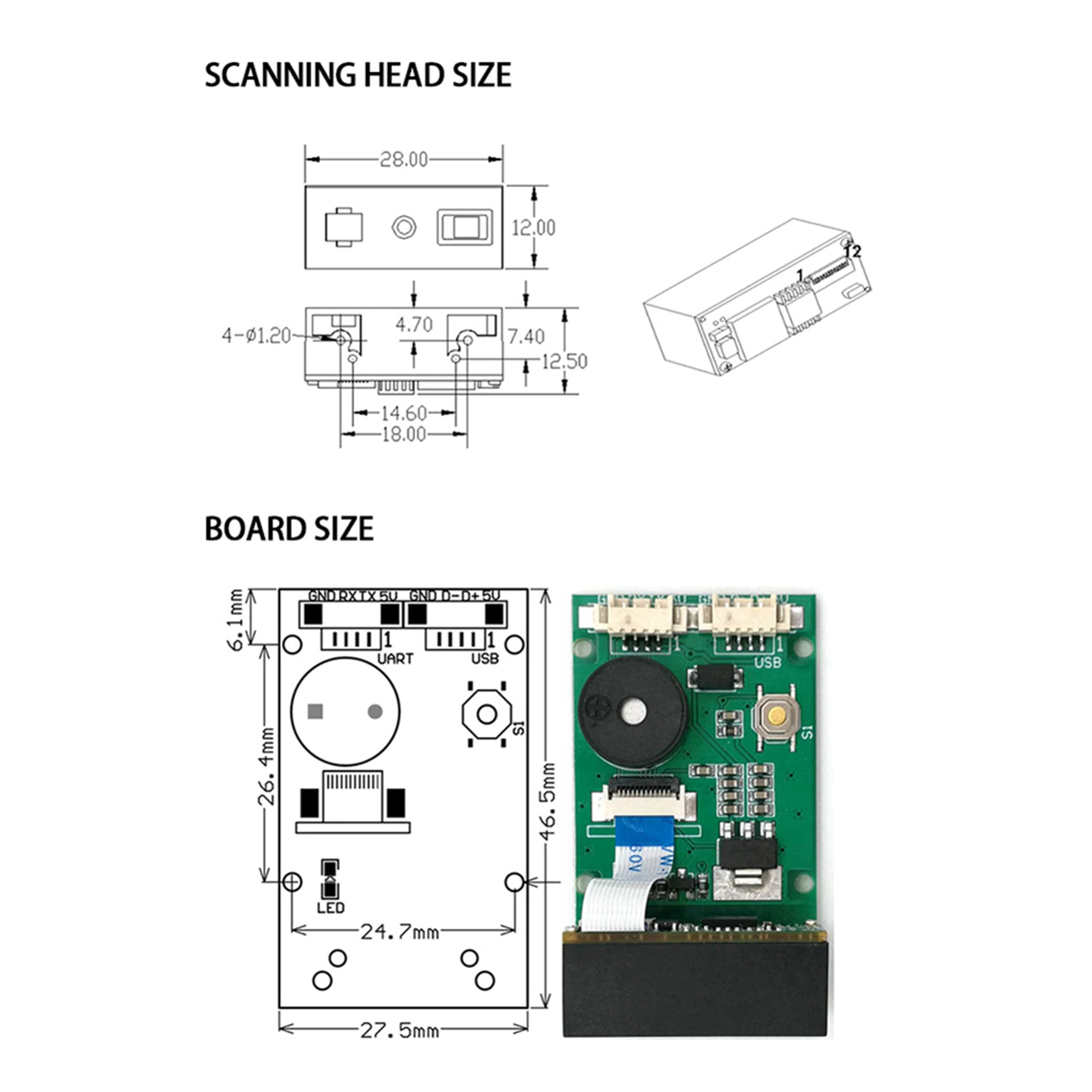2X GM67 1D 2D USB UART Bar Code Qr Code Scanner Module Reader for Android. 