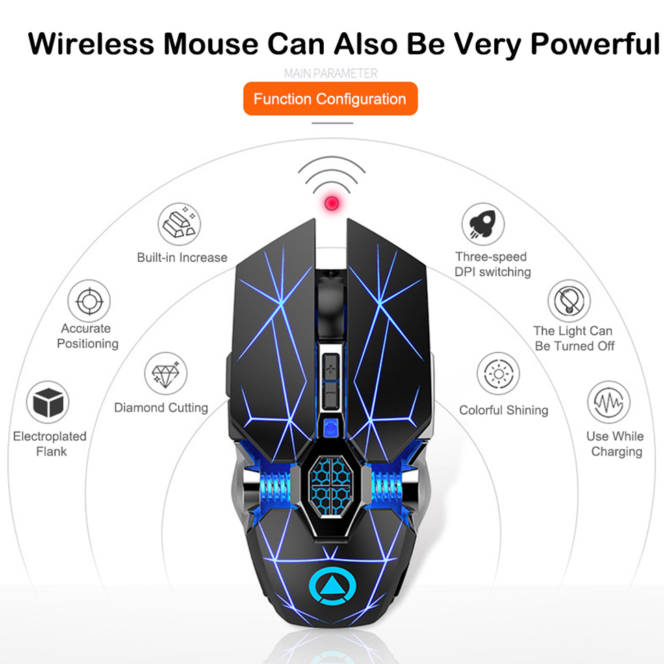 Silver Eagle A7 Silent Rechargeable Wireless Mouse USB Computer Accessories Home Office Gaming Mouse 1600DPI For PC Notebook. 