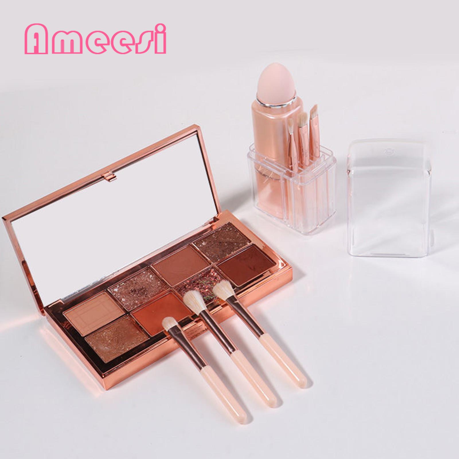 Lightweight Compact Makeup Brushes Portable 8-piece Makeup Brush Set for On-the-go Beauty Soft Synthetic Bristles less Than Makeup Brush Set with Plastic Handle. 