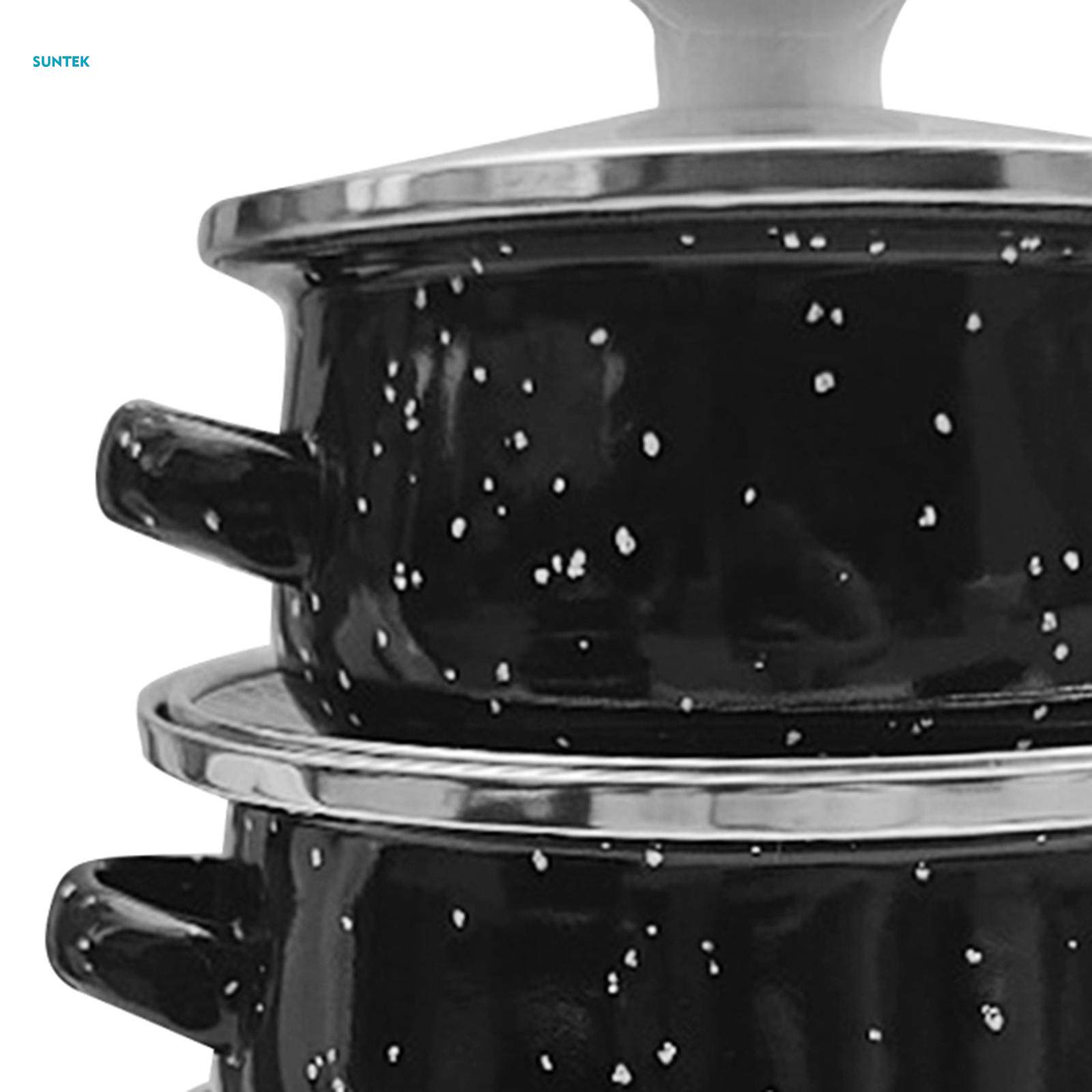 3Pcs Enamel Pot Set Enamel Cookware Set Multifuctional Accessories Double Handle Pot. 