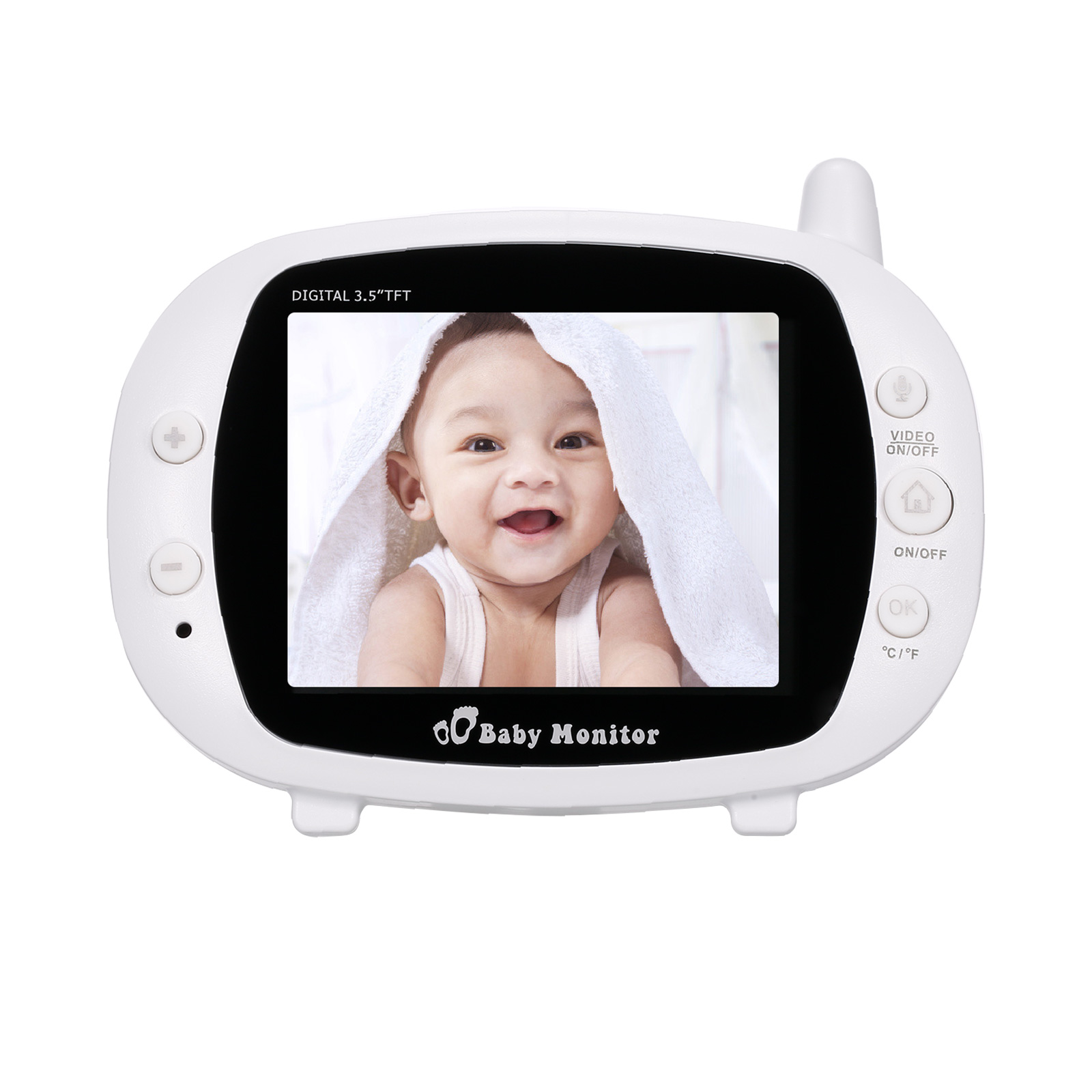 Wireless Audio Baby Monitor Digital Video Baby Monitor 3.5-Inch Color TFT with 5 Lullabies Infrared Night Vision Two-way Talk Back Temperature Detection. 