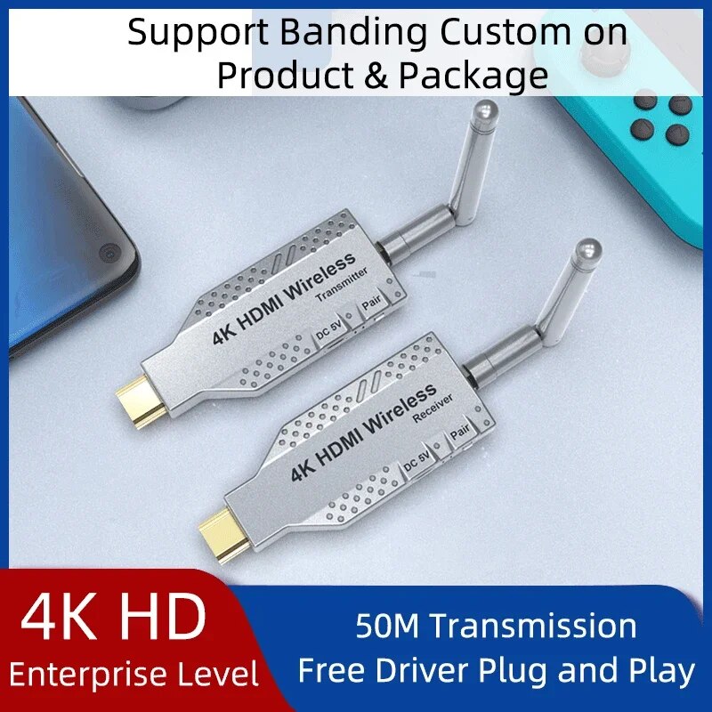 5.8G 4K 1080P 50M/100M/150M Wireless HDMI Video Transmitter Receiver Extender Display Adapter Dongle For TV Monitor Projector PC. 