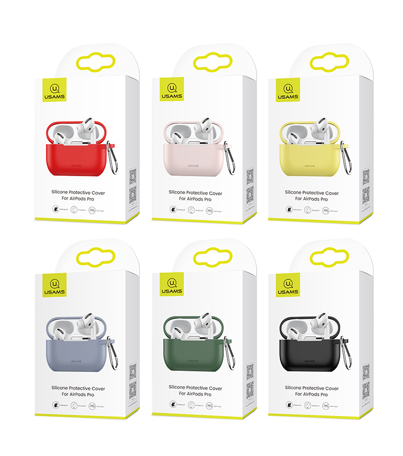 USAMS Silicone Protective Earphone Case for Apple AirPods Pro - Light Green. 