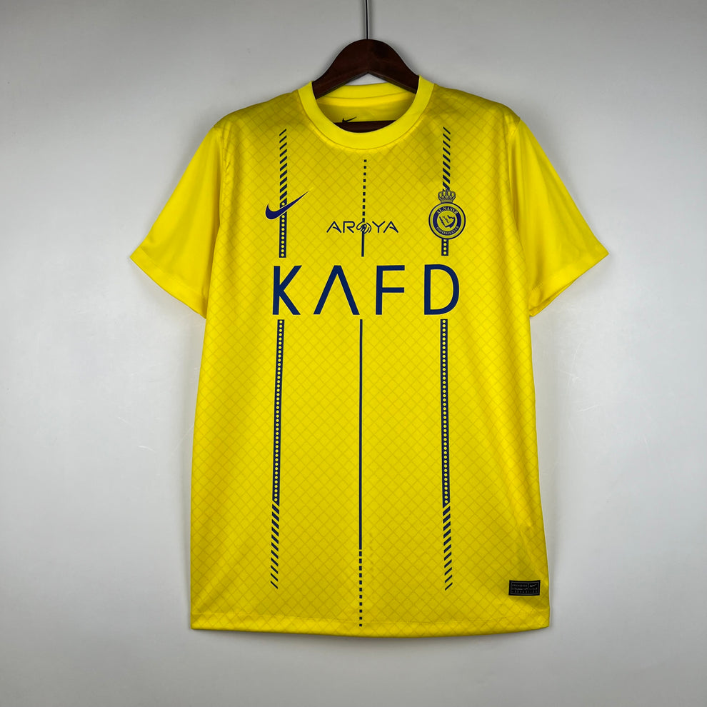 Al Nassr Home Jersey - Show Your Support For Al Nassr With This Premium-Quality Home Jersey For The 2023-24 Season - Featuring Ronaldo'S New Jersey Design. 