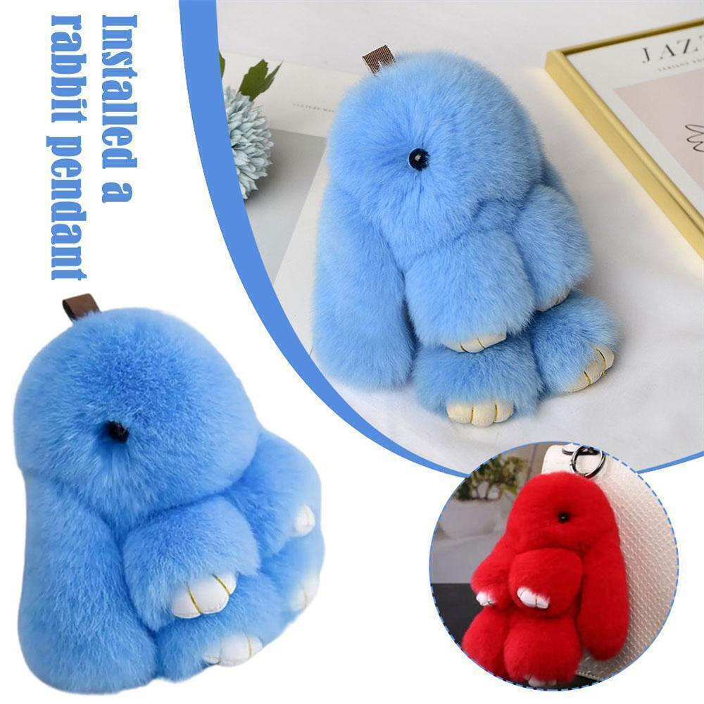 Cute Fluffy Bunny Keychain Charm Pendant Keychain Fluffy Rabbit Plush Keyring Bunny Bag Charm Adorable Keychain Pendant. 
