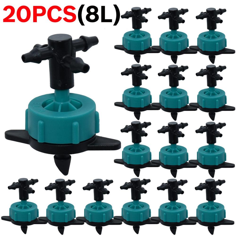 Irrigation 2L/4L/8L Steady flow dripper with 4-way cross Connector Agriculture Drip water irrigation Drip arrow connector 20Sets. 