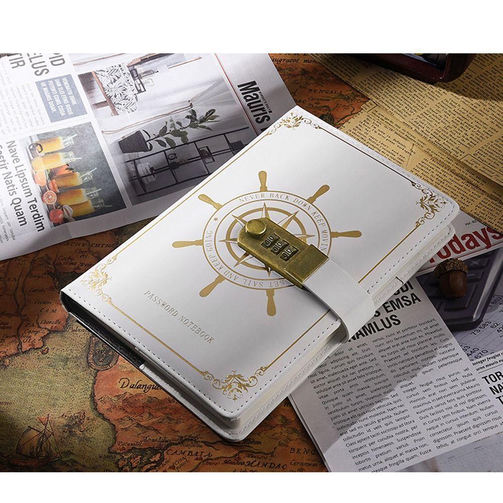 Secure Notebook Sailor's Voyage Password Notebook Classic Design Leather Cover Thick Pages Locked Diary book Password-locked A5 Size Password Journal for Personal Journaling Office Use Gift Item. 