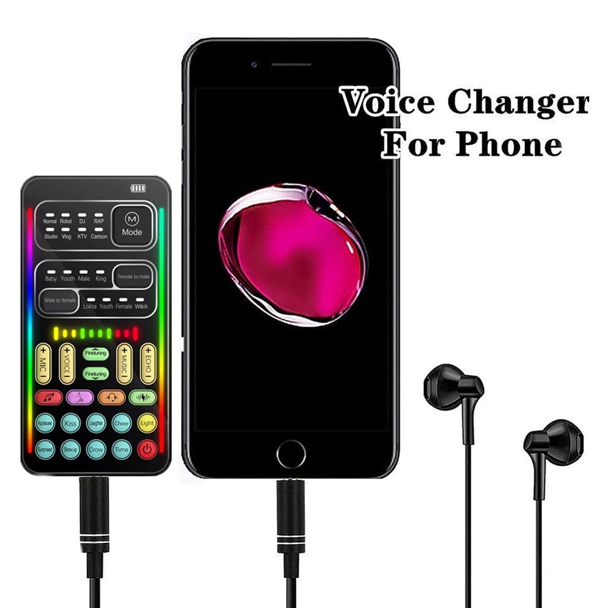 Voice Changer Handheld Microphone Voice Changer with Sound Multifunctional Effects Machine for Phone/Xbox/Switch (I900). 