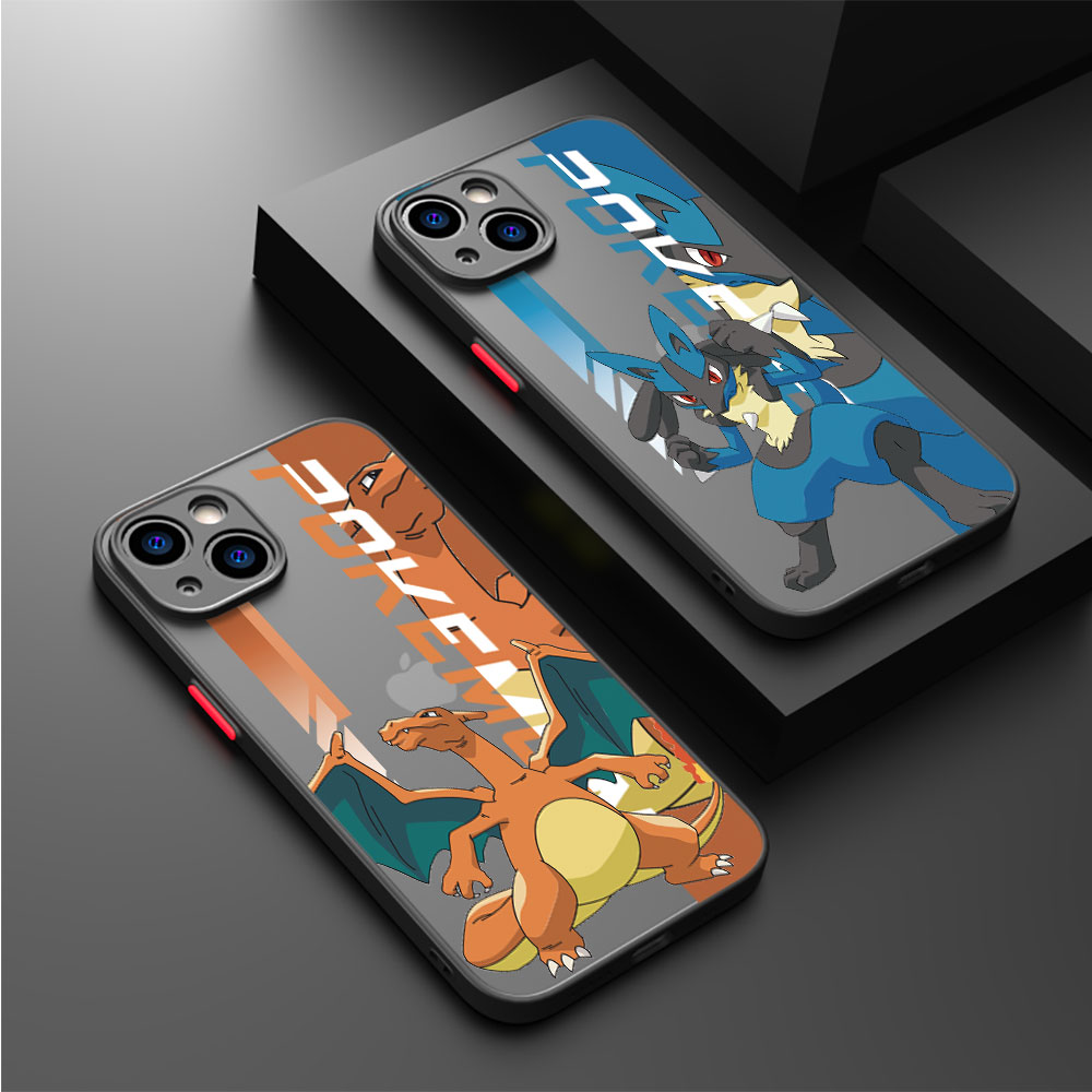 Matte Case for IPhone 15 13 12 11 14 Pro Max Mini X XS Max XR 6relax 7 8 Plus SE(2020) Shockproof Cases P-Pokemons Charizard Lucario