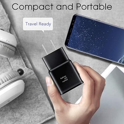 Adaptive Fast Charger Compatible Samsung Galaxy S9 S9 Plus S8 S8+ S10 S10e Note 8 Note 9, Wall Charger Adapter Block with USB Type C Cable Kit. 