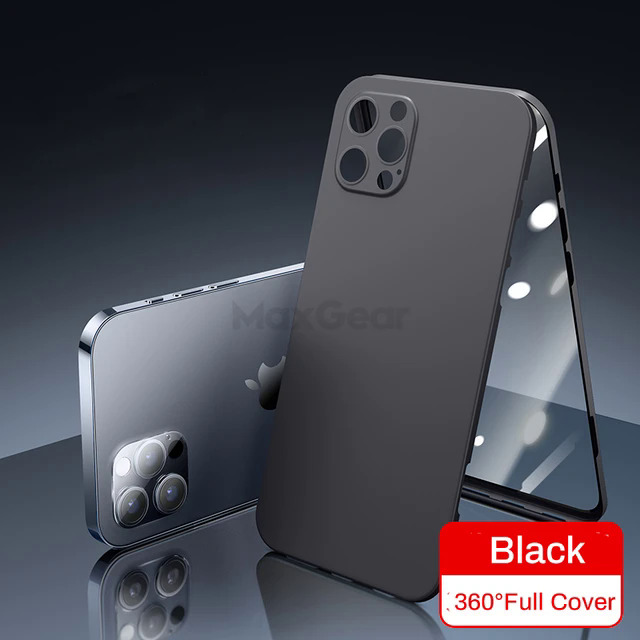 【Solitary waves】Ultra Thin 360 Full Cover Case For iPhone 12 Pro Max 13 Mini Coque Case For iPhone 11 Pro X XR XS Max 11Pro Tempered Glass Cover. 