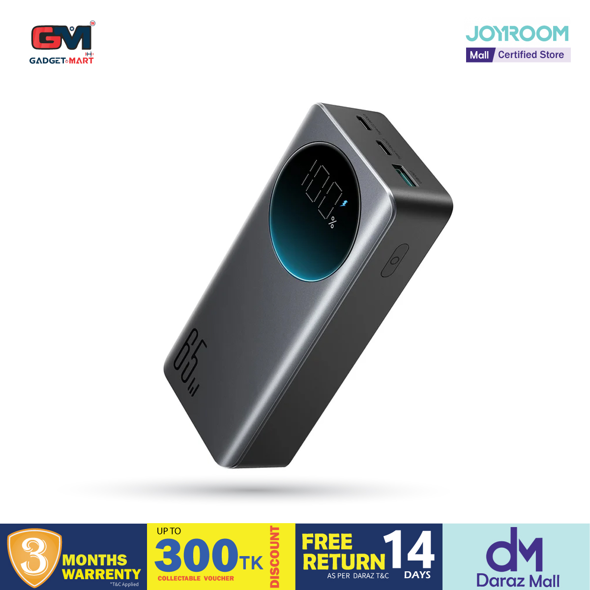 Joyroom JR-PBF05 65W Digital Display Fast Charging Power Bank 30000mAh -Black