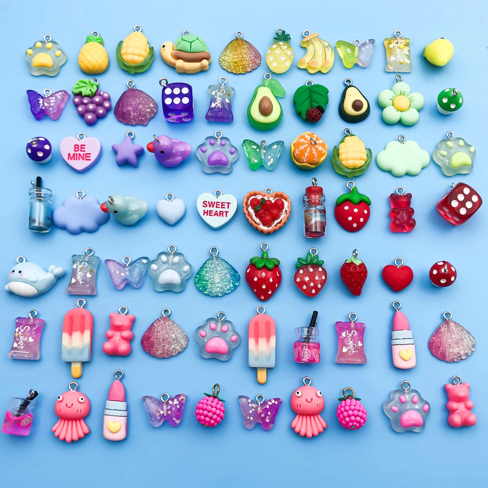 Randomly Mixed 10Pcs/pack 3D Resin Cute Charms 9 colors Solid Color Series Pendants For DIY Necklaces Earrings Bracelets Making