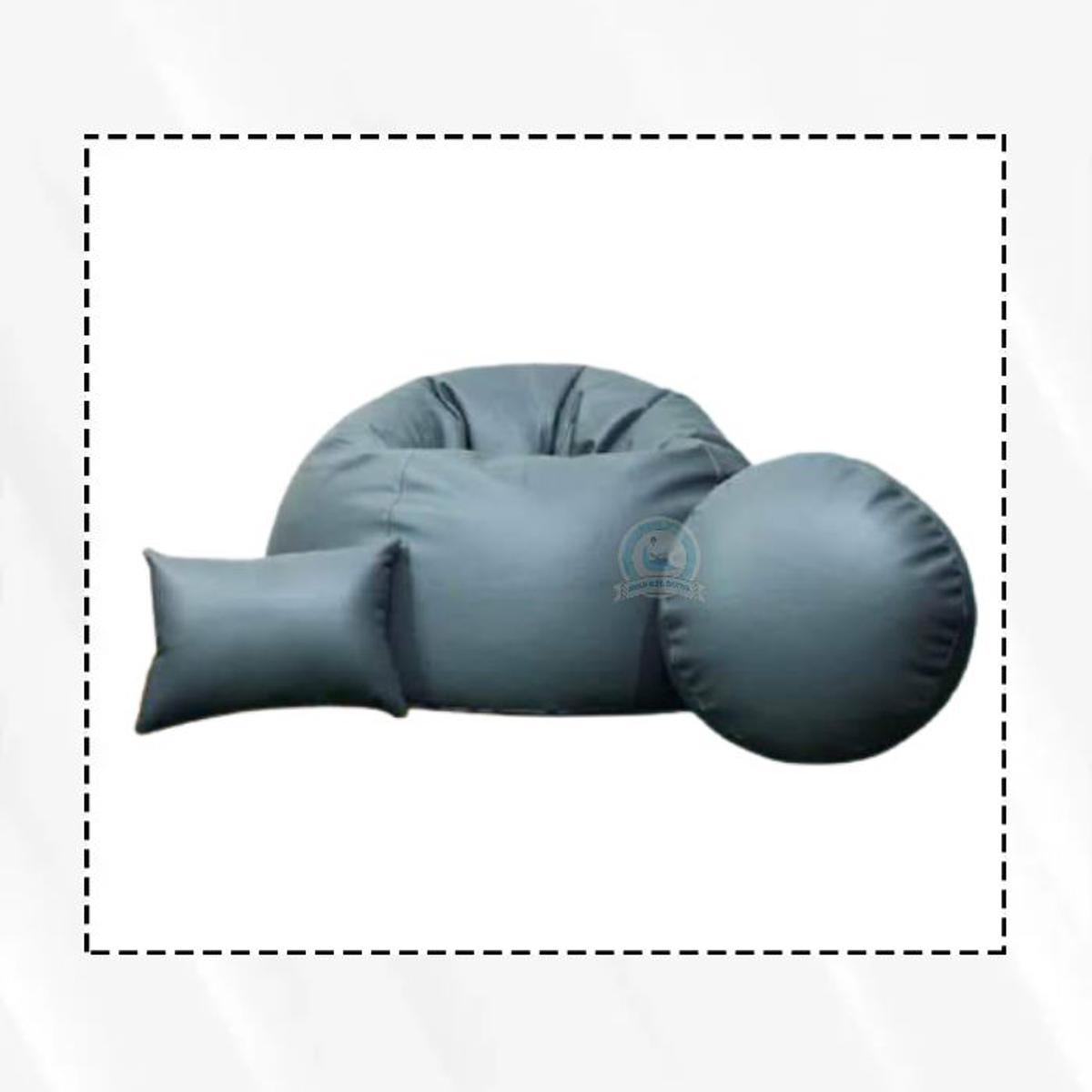 bean bag sofa , bean bag chair , XXL pumkin shape bean bag with footrest & pillow, premium quality combo set Colour: ash