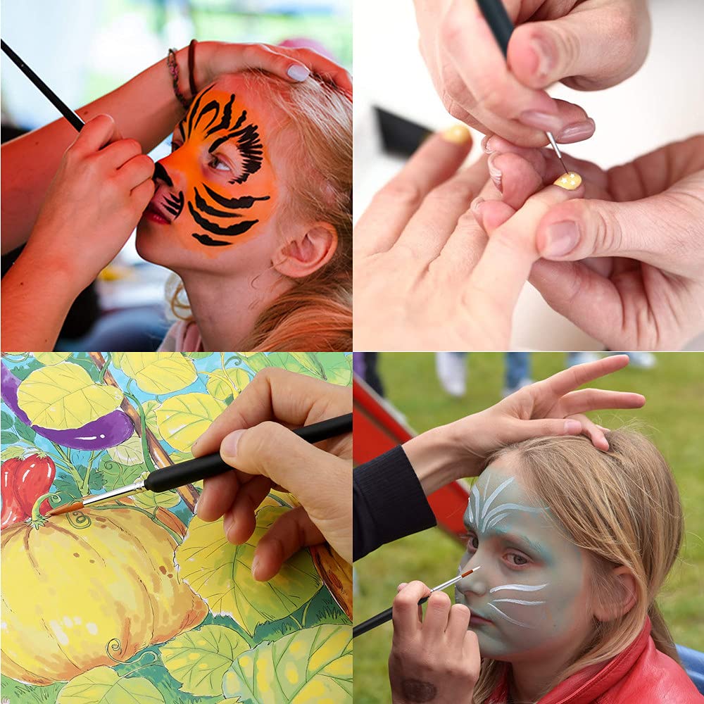 Detail Fine Tip Paint Brushes Set with Ergonomic Handle - Suitable for Acrylic Painting, Oil, Face, Nail, Scale Model Painting. 