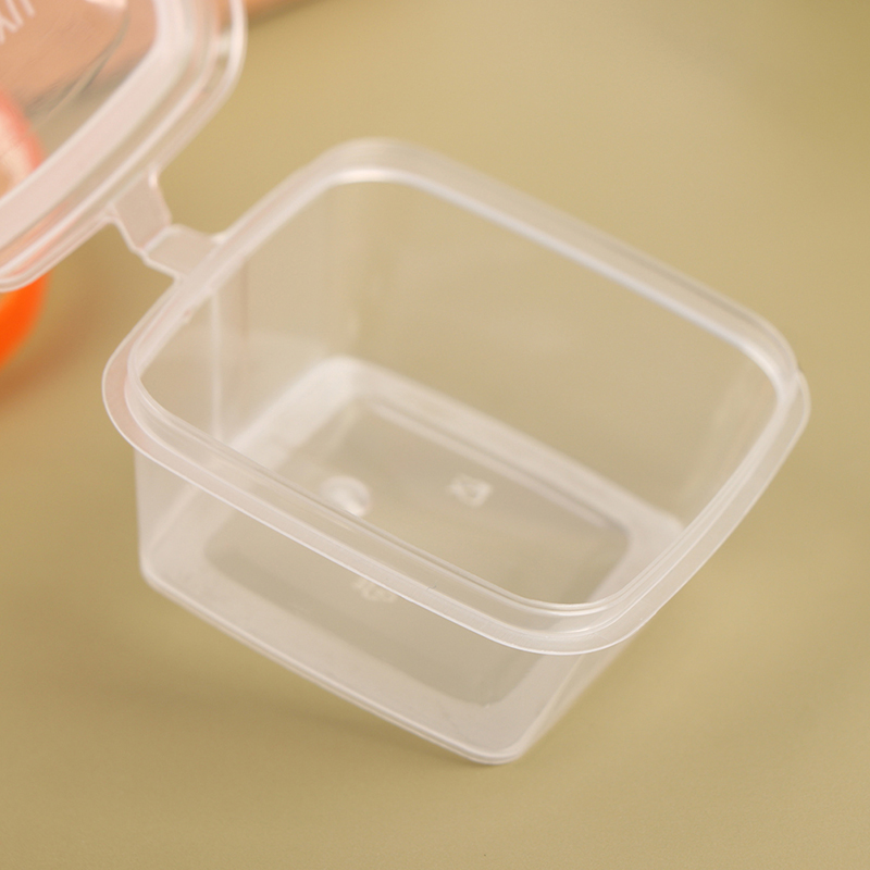 50Pcs/Pack Square Sauce Cup With Cover Clear Mini Plastic Dipping Sauce Cups Dounp. 