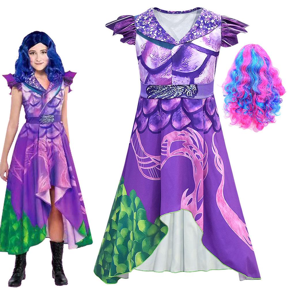 Audrey Evie Evil Mal Descendants Cosplay Costume Girls Birthday Party Halloween Costume And Wig For Kids Disguise Descendants 3. 