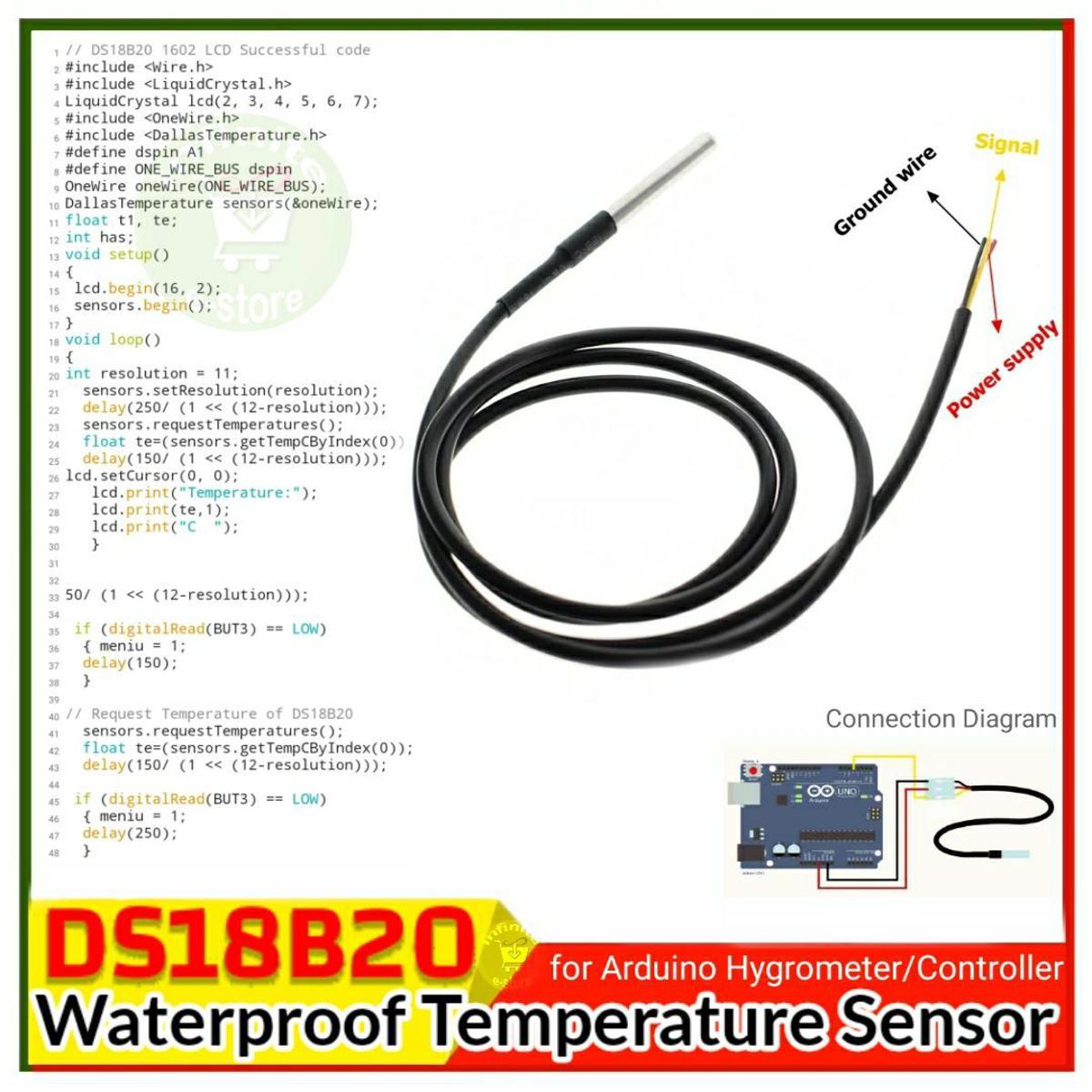 DS18B20 3 Wire Temperature Tensor for Made DIY Digital Temperature Controller DIY KIT use in Arduino Uno R3 Replace DHT11 DHT21 LM25Dz SHT11 SHT15 Electronics Sensors